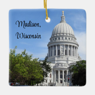 Madison, Wisconsin State Huvudstad-julen Julgransprydnad Keramik