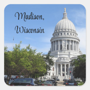 Madison, Wisconsin-staten Huvudstad Fyrkantigt Klistermärke