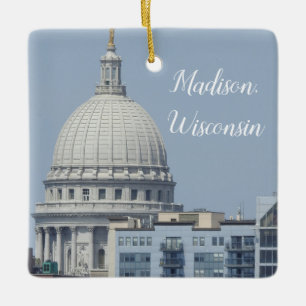 Madison, Wisconsin-staten Huvudstad Julgransprydnad Keramik