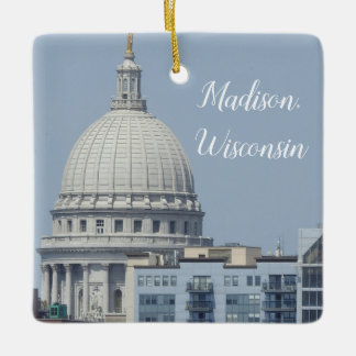 Madison, Wisconsin-staten Huvudstad Julgransprydnad Keramik