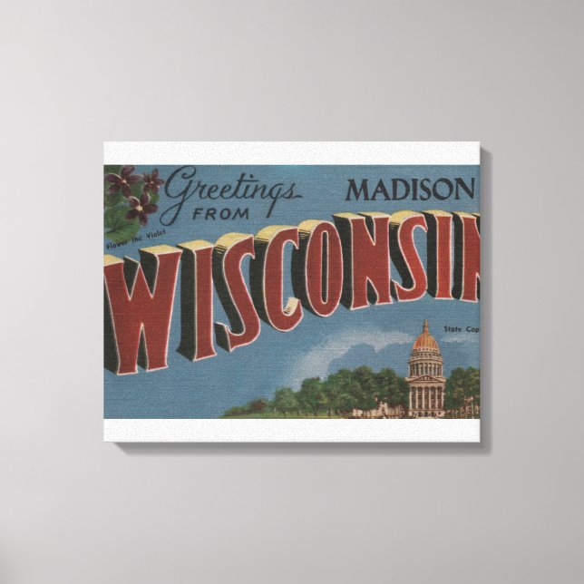 Madison, Wisconsin (statligt kapital/blomma) Canvastryck (Framsida)