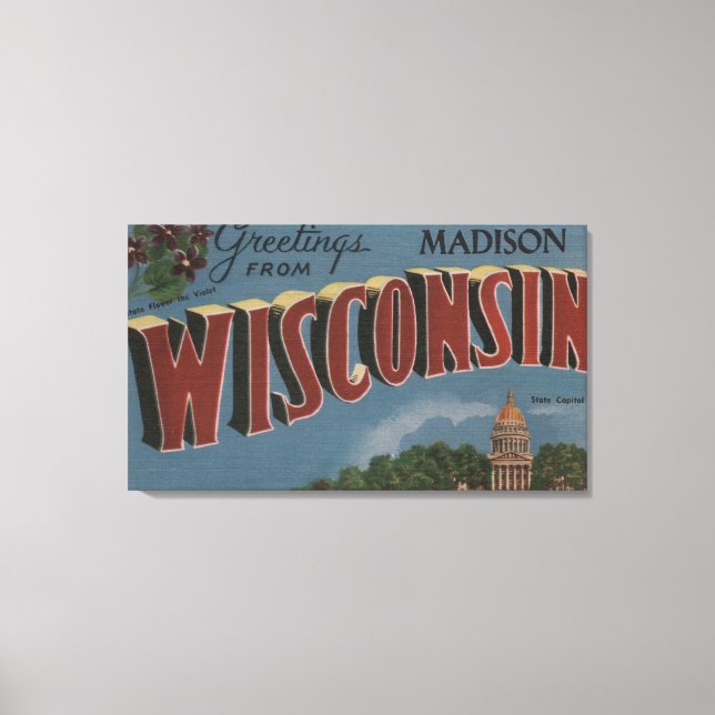 Madison, Wisconsin (statligt kapital/blomma) Canvastryck (Framsida)