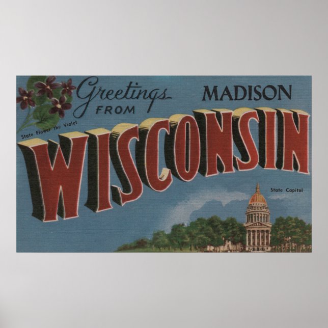 Madison, Wisconsin (statligt kapital/blomma) Poster (Framsidan)