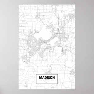Madison Wisconsin (svarten på vit) Poster