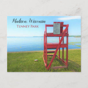 Madison, Wisconsin Tenney Park Red Lifeguard Ordfö Vykort