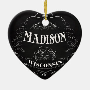 Madison Wisconsin - tokig stad Julgransprydnad Keramik