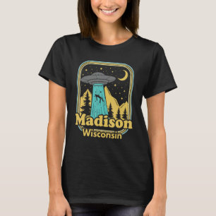 Madison Wisconsin Ufo Alien 80s Retro State Pride T Shirt