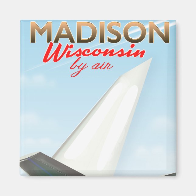 Madison Wisconsin USA Vintage flight poster Magnet (Framsidan)