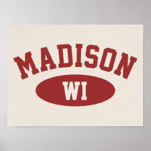 Madison, Wisconsin Vintage Atletisk Stil Affisch