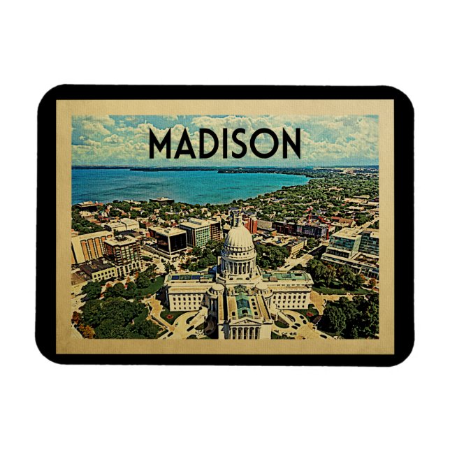 Madison Wisconsin Vintage resor Magnet (Horisontell)