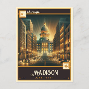 Madison, Wisconsin VINTAGE Vykort