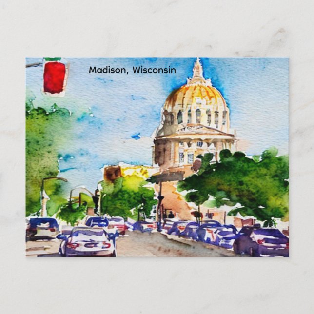 Madison, Wisconsin Vintagen Huvudstad Vykort (Framsida)