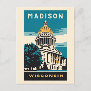 Madison, Wisconsin Vintagen Huvudstad Vykort