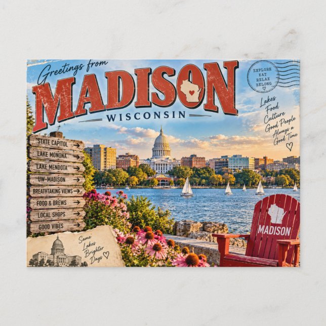 Madison Wisconsin Vykort (Framsida)