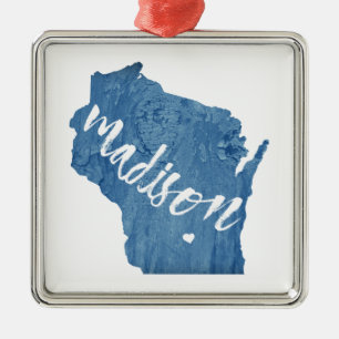 Madison, Wisconsin Wood Grain Julgransprydnad Metall