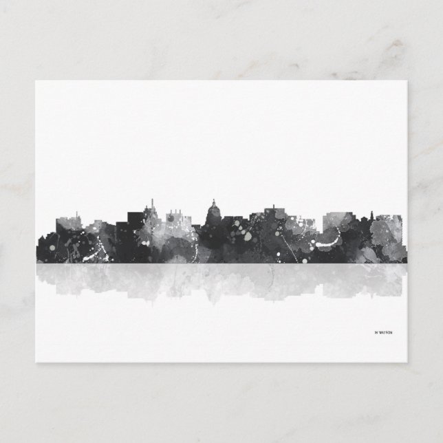 MADISON, WISCONSON SKYLINE VYKORT (Framsida)