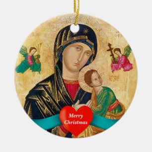 Madona och barn jul julgransprydnad keramik