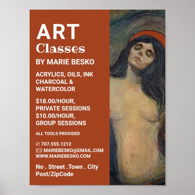 Madonna 1894, version av Edvard Munch, Art Classes Poster (Framsidan)