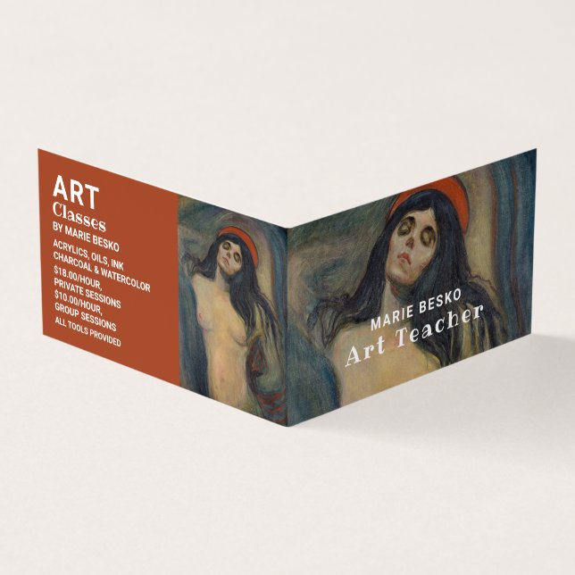 Madonna 1894 Version av Edvard Munch, konstlärare Visitkort (Utsida)