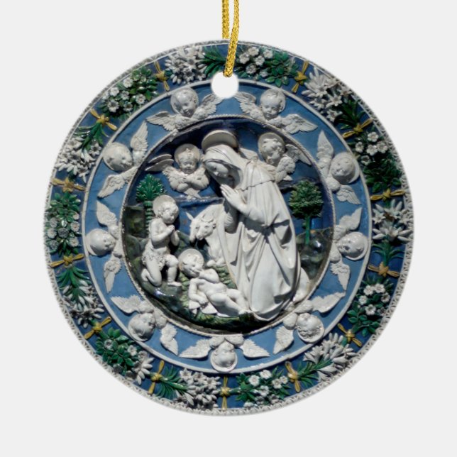 Madonna Adoring Child by Della Robbia Julgransprydnad Keramik (Framsidan)