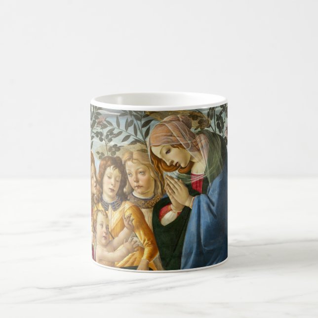 Madonna Adoring Child with 5 Änglar Botticelli Kaffemugg (Center)