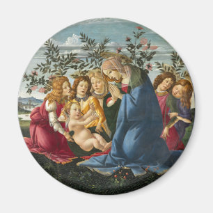 Madonna Adoring Child with 5 Änglar Botticelli Magnet