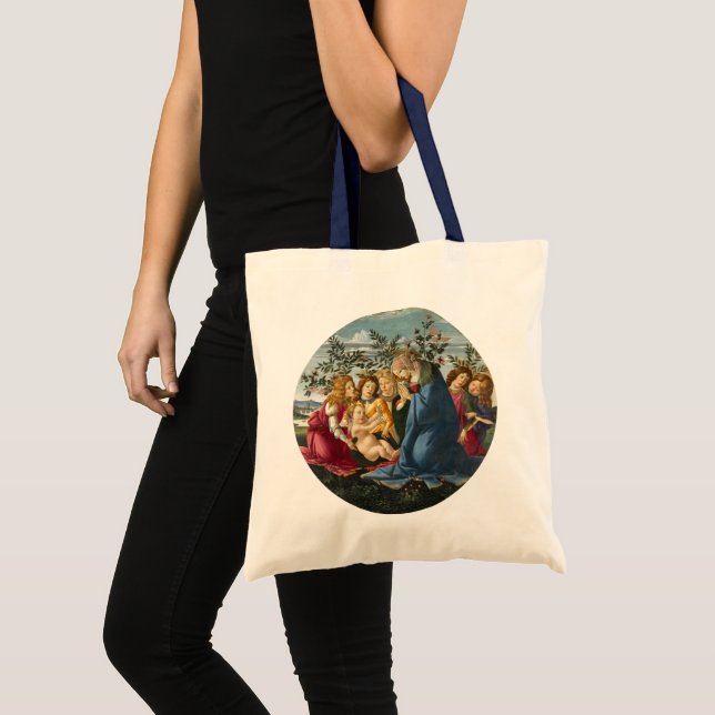Madonna Adoring Child with 5 Änglar Botticelli Tygkasse (Framsida (produkt))