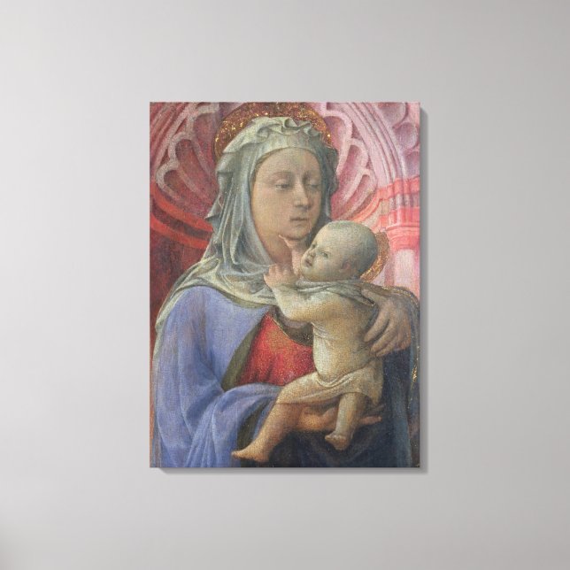 Madonna and Child, c.1430 (tempera on Panel)) Canvastryck (Framsida)