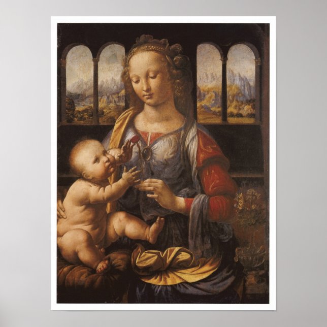 Madonna and Child, Leonardo da Vinci, 1475 Poster (Framsidan)