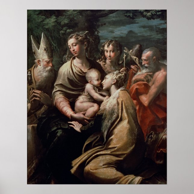 Madonna and Child with Saints, c.1529 (oil on pane Poster (Framsidan)