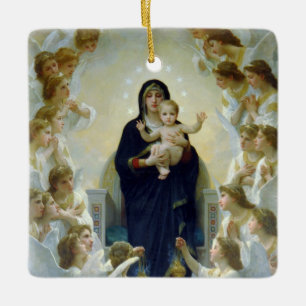 Madonna + Änglar, Bouguereau Julgransprydnad Keramik