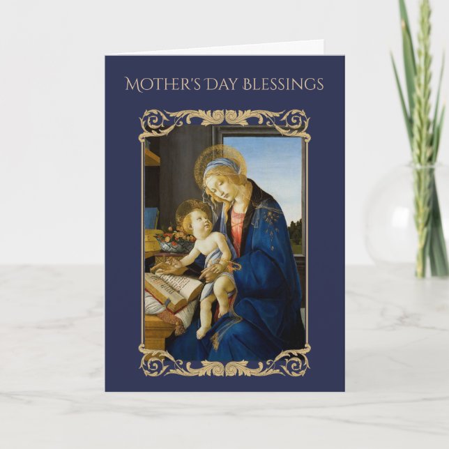 Madonna av boken vid den Botticelli religiösan Kort (Framsida)