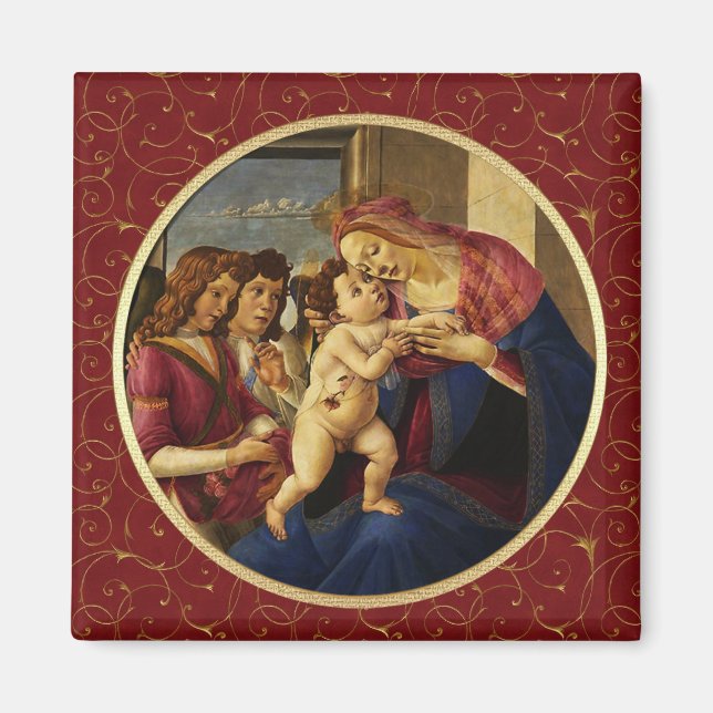 Madonna av Botticelli. God konst julklapp Magnet (Framsidan)