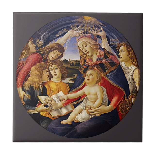 Madonna av Magnificat av Botticelli Kakelplatta (Framsidan)