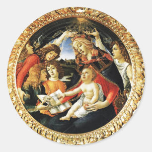 Madonna av Magnificaten Runt Klistermärke