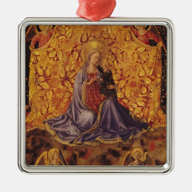 Madonna av ödmjukhet med Kristusbarnet och änglar Julgransprydnad Metall (Framsidan)