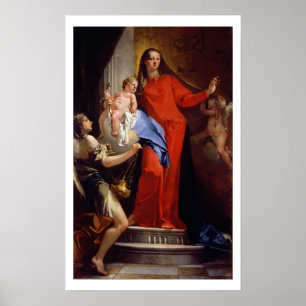 Madonna av radbandet (olja på kanfas) poster
