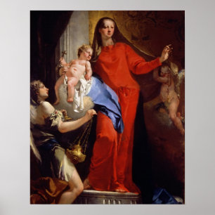 Madonna av radbandet (olja på kanfas) poster