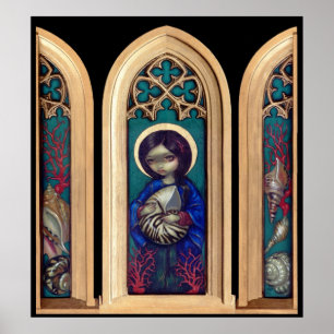 Madonna av snäckaKONSTTRYCKET - gotisk triptych Poster