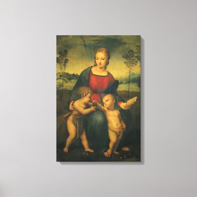 Madonna av steglitsan av Raphael Sanzio Canvastryck (Framsida)