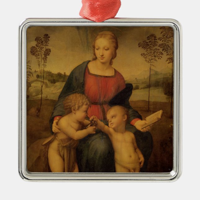 Madonna av steglitsen, c.1506 julgransprydnad metall (Framsidan)