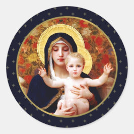 Madonna av W. Bouguereau. God konst jul Runt Klistermärke
