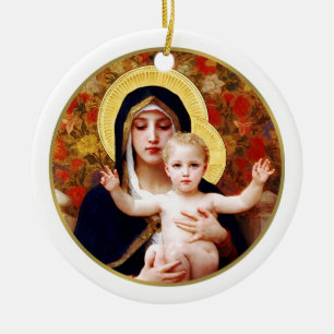 Madonna av W. Bouguereau. God konst julklapp Julgransprydnad Keramik