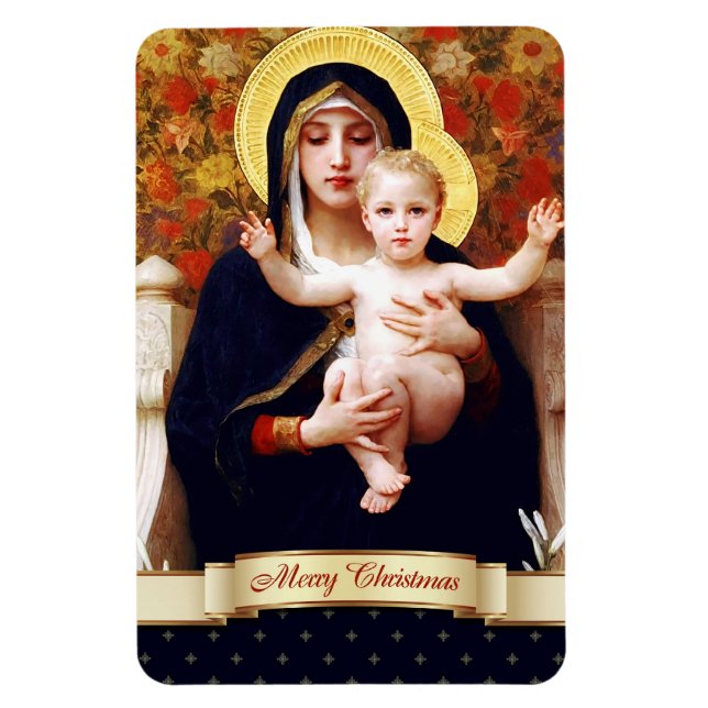 Madonna av W.Bouguereau. God konst julklapp Magnet (Vertikal)