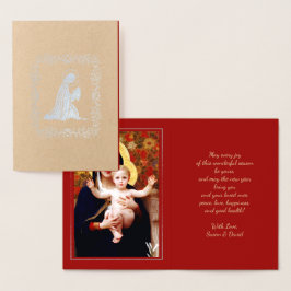 Madonna av W.Bouguereau Lyx jul Äkta Folierat Kort