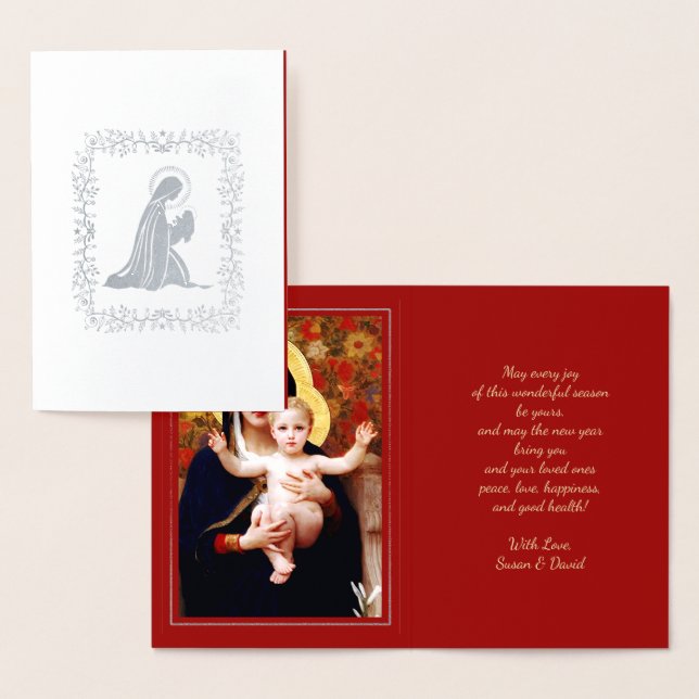 Madonna av W.Bouguereau Lyx jul Äkta Folierat Kort (Display)