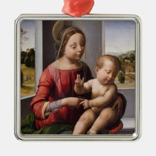 Madonna & barn med John The Baptist Julgransprydnad Metall