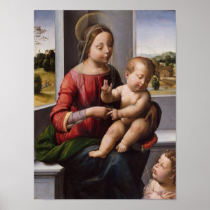Madonna & barn med John The Baptist Poster