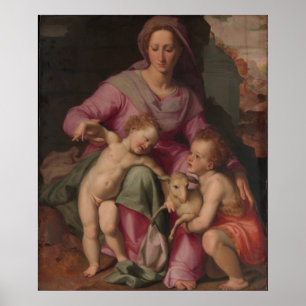 Madonna & barn med St John det baptistiskt Poster