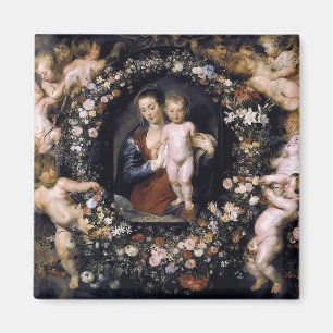 Madonna blom- kran med barnet vid den Rubens Magnet